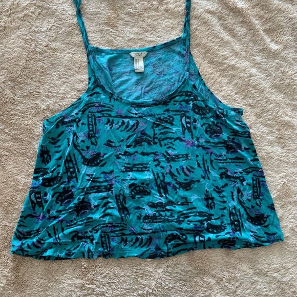 Forever 21 - Trapeze Swingy Cami Tank Top Caged Cut-Out Sides | Small | Teal - Picture 3 of 16